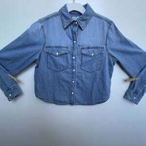 Sonoma Goods for Life Women’s Cropped Western Denim Shirt Size XS Long Sleeve